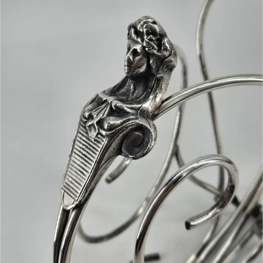 Vintage Art Nouveau Silver Plated Ornate Wine Bottle Cradle Holder Unbranded